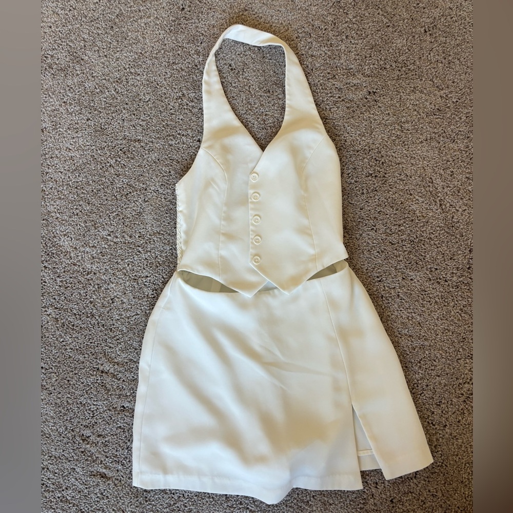 Amanda Uprichard Isadore Skort Romper in Ivory